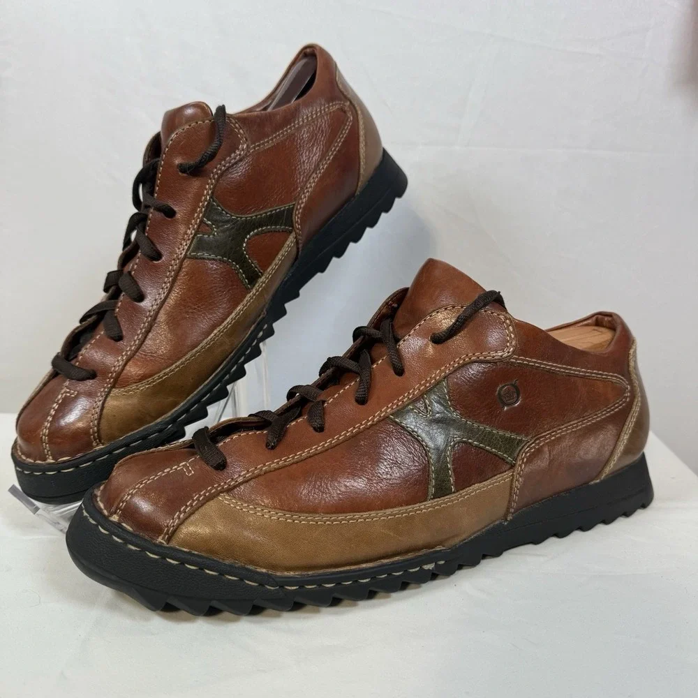Born‎ Men's Tri Tone M/W B5449 Brown Leather Oxford Shoes Size 12/46 Round Toe